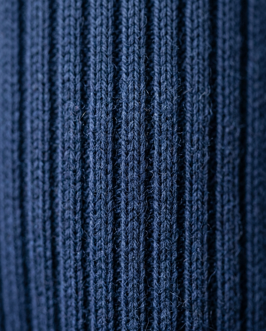 Fine ribbed knit fabric texture of the Quarter-Zip Sweater Refined Heritage in navy