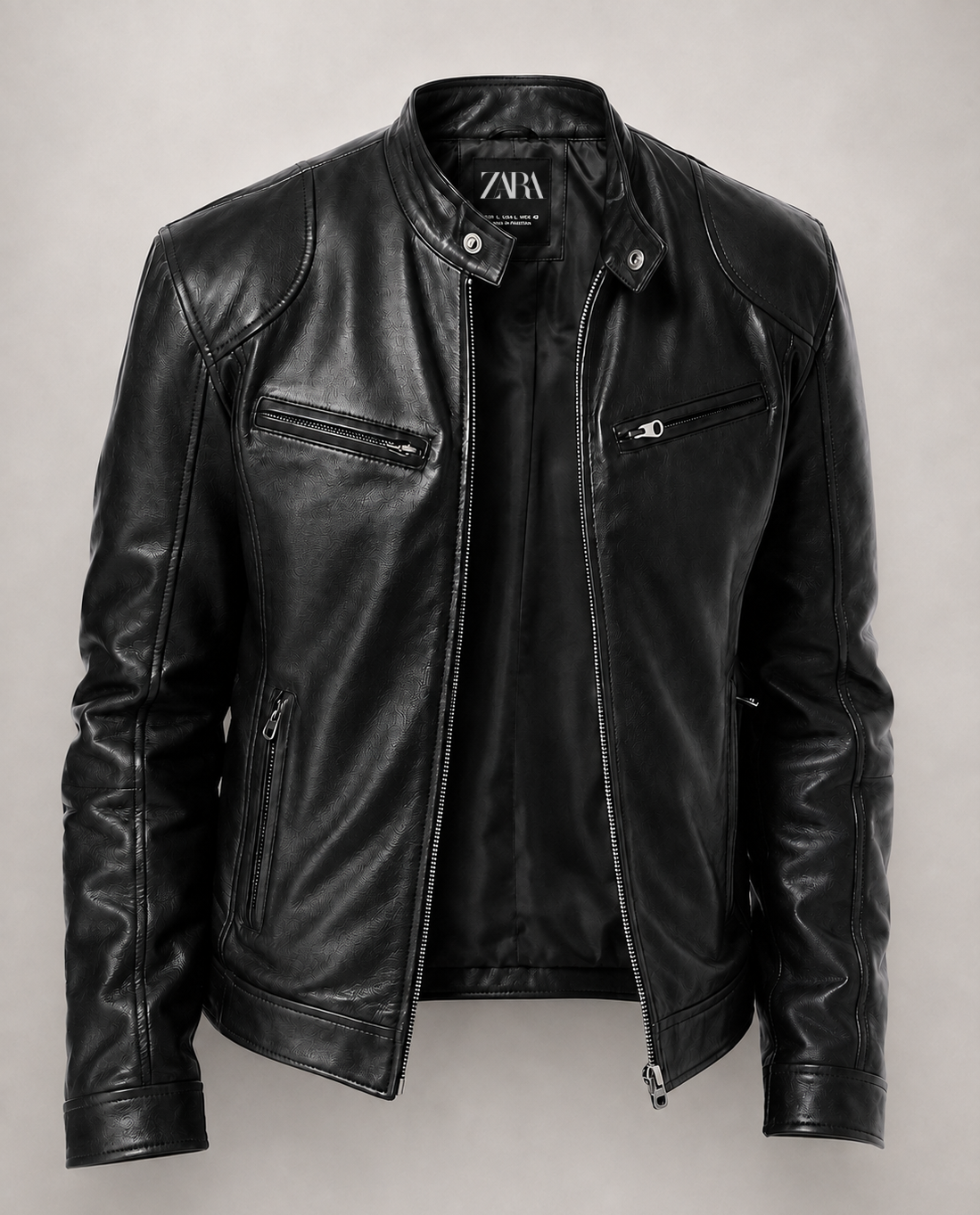 Men’s Classic Leather-Look Racer Jacket