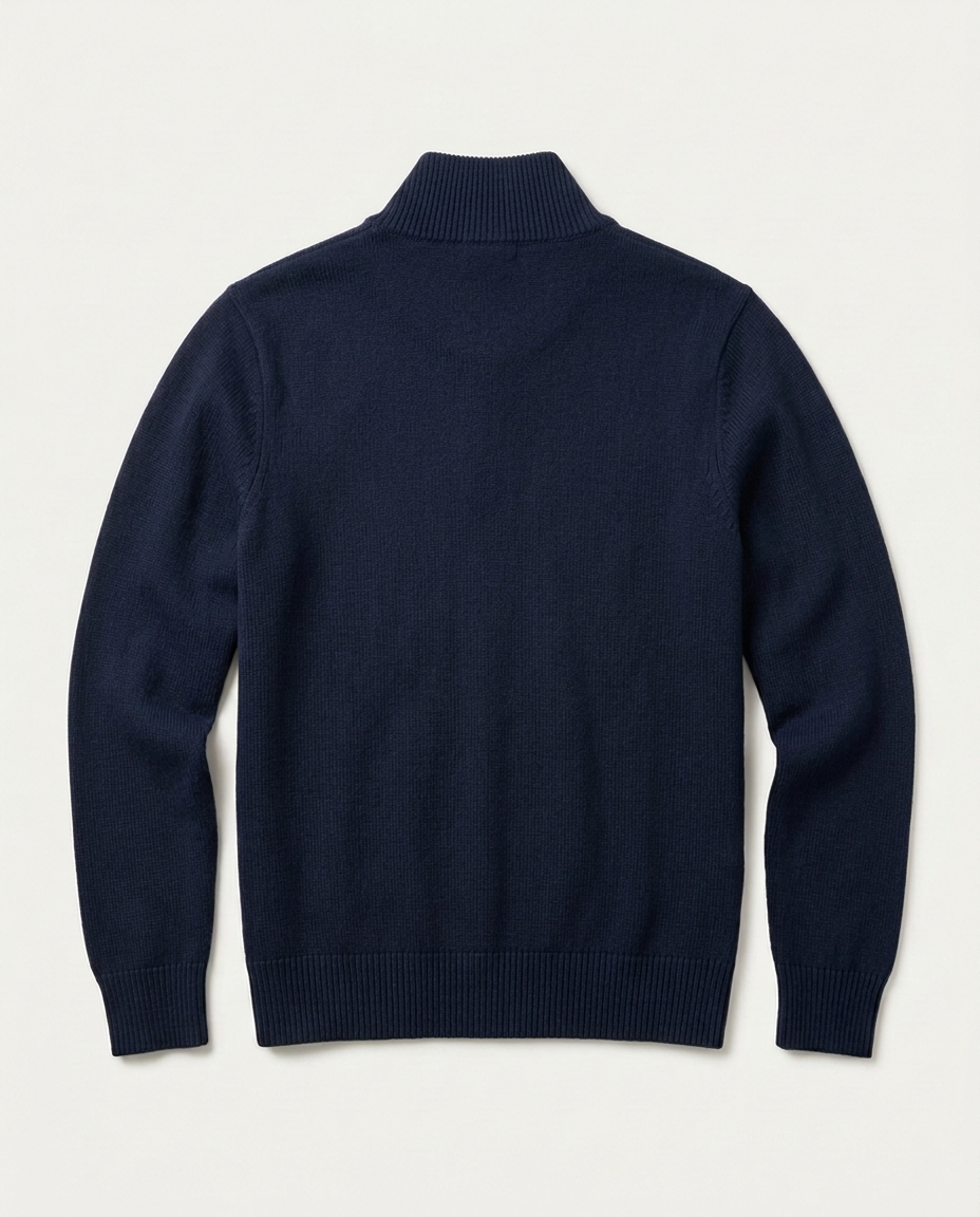 Quarter-Zip Sweater Refined Heritage in navy, back view