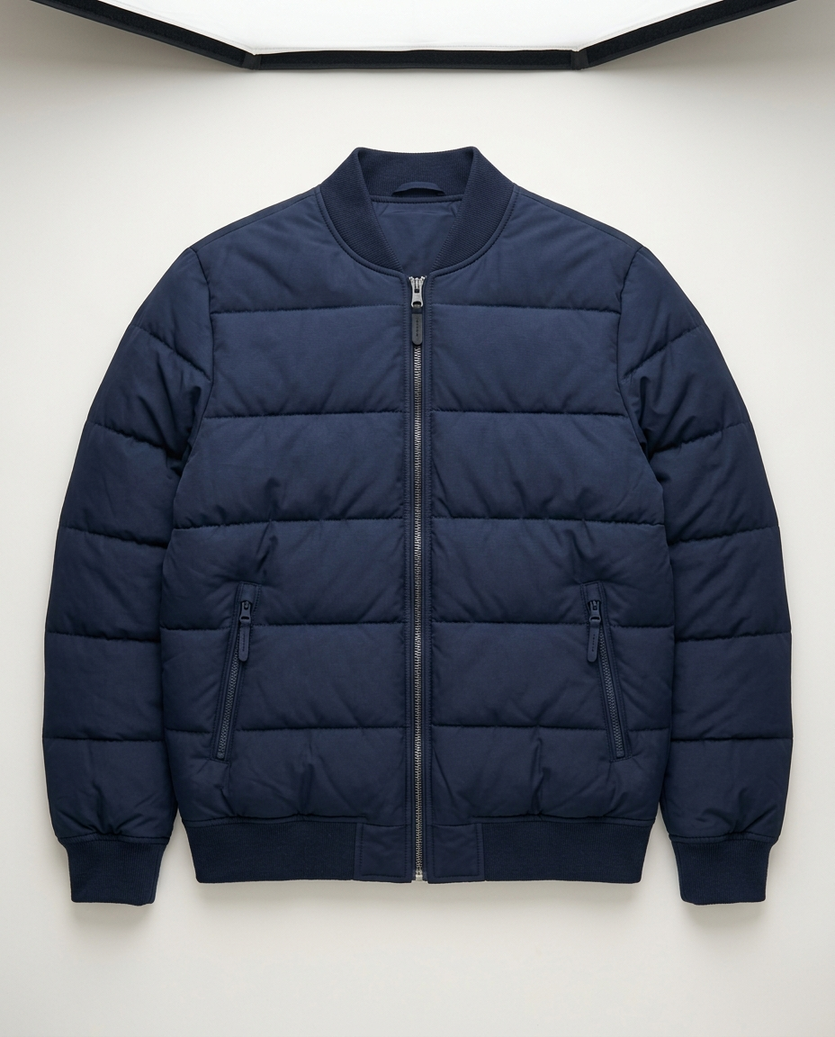 Padded Bomber Jacket Northern Harbour in navy, front view