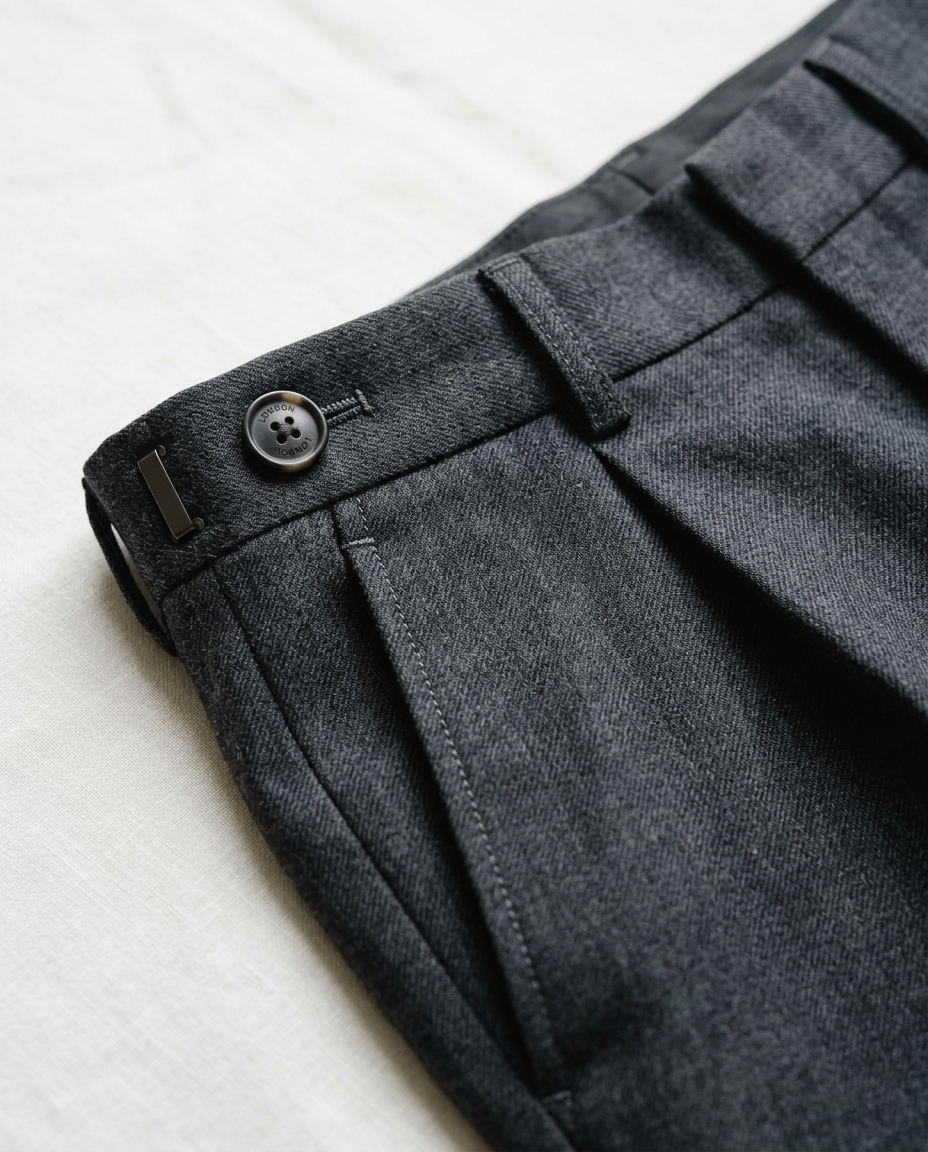Waistband and side pocket detail of the Tailored Trousers Soft Grainline